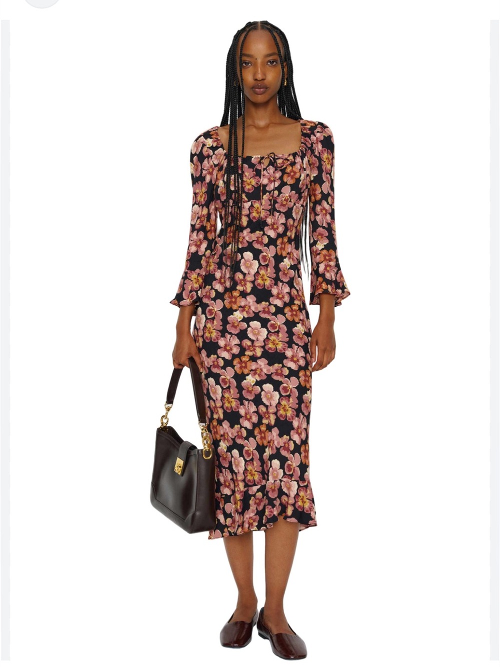 Reformation Kiley Dress, Pansy Floral Print, SZ 2, NWOT